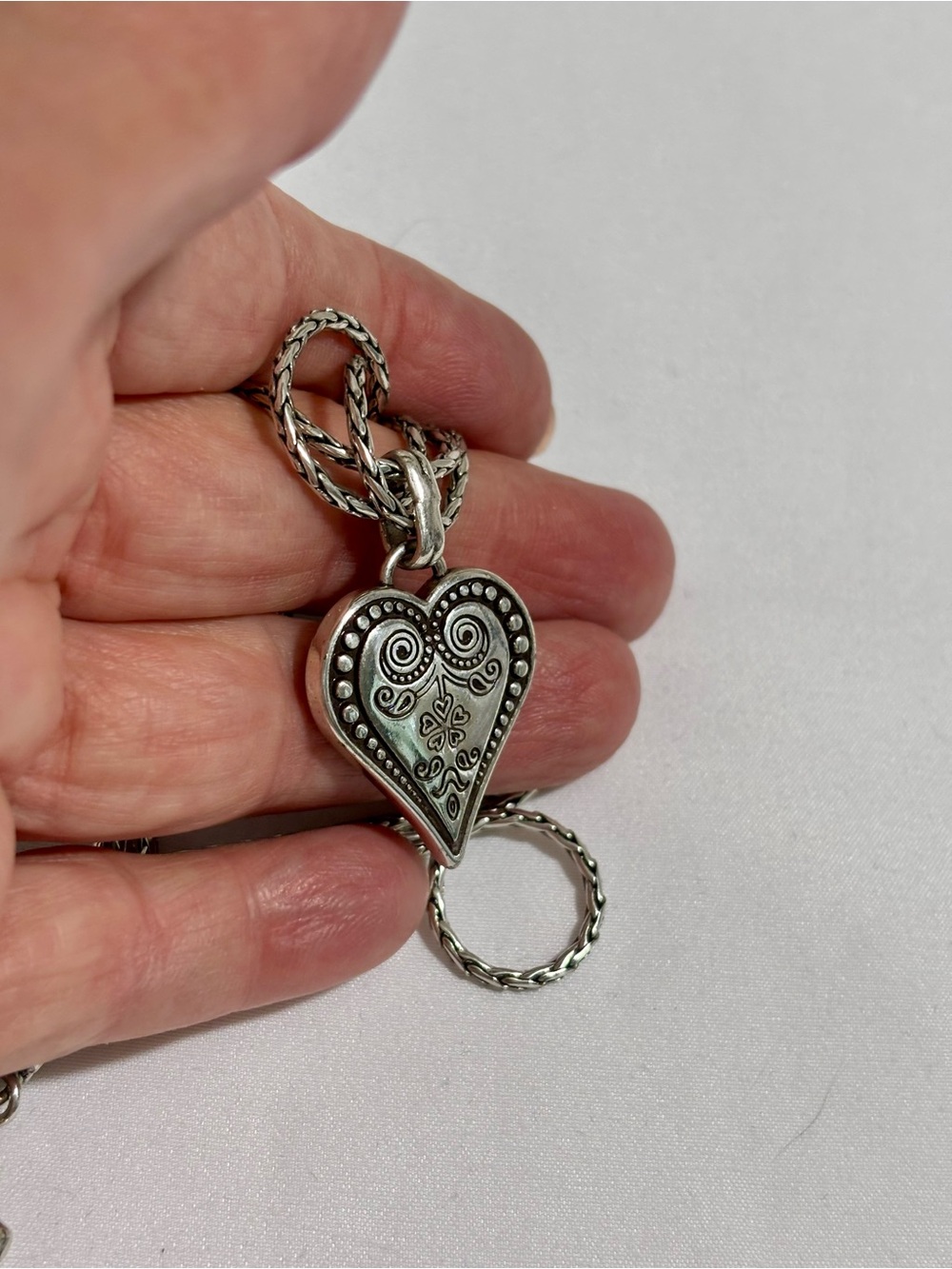 RETIRED Vintage Brighton OPHELIA Heart
Necklace SP Triple Strand -16 - Picture 3 of 4